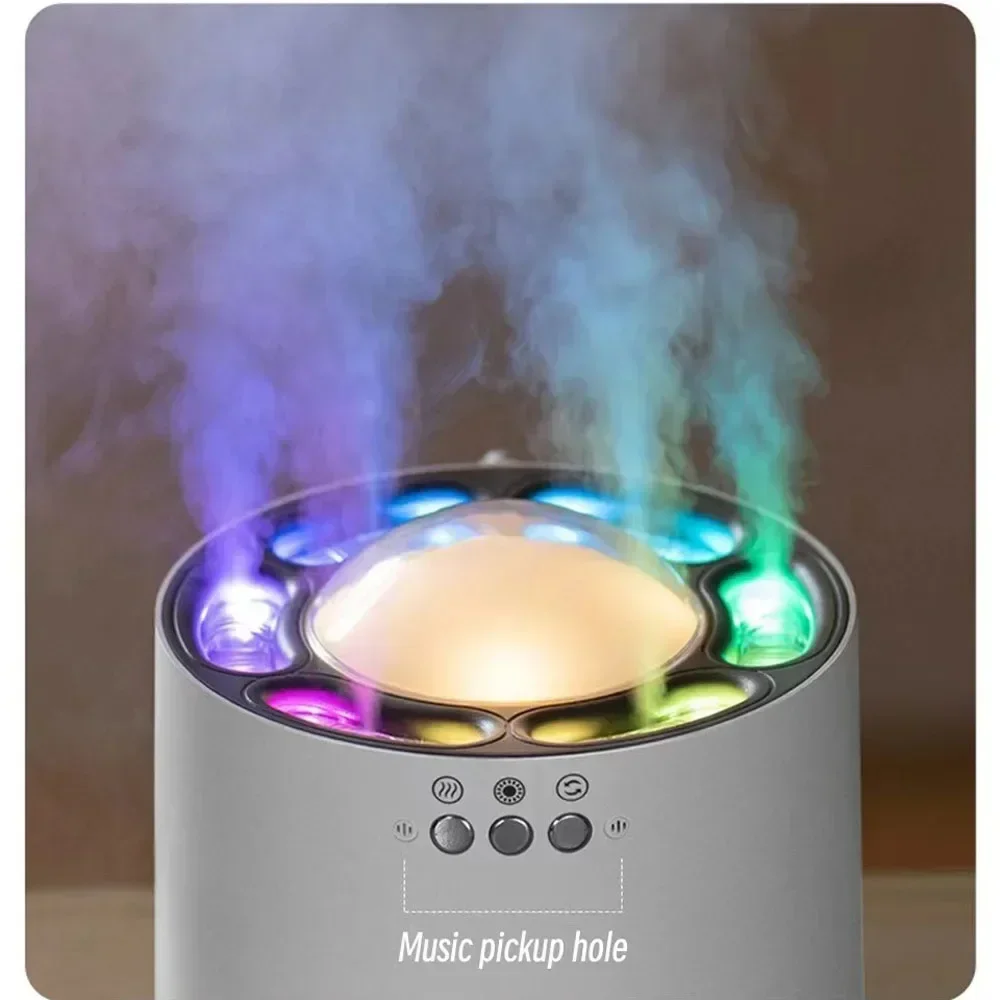 800ml Pickup Dynamic Humidifier 6 Spray heads Heavy Fog,7 Color Led Lights changes with Music Gift