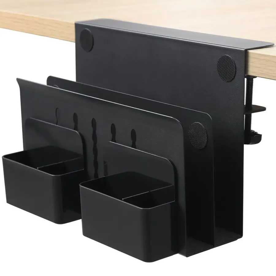 

Desk Side Storage, Under Desk Laptop Mount, Table Side Hanging File Organizer, No Drill Clamp On Cable Management Tray, Laptop H