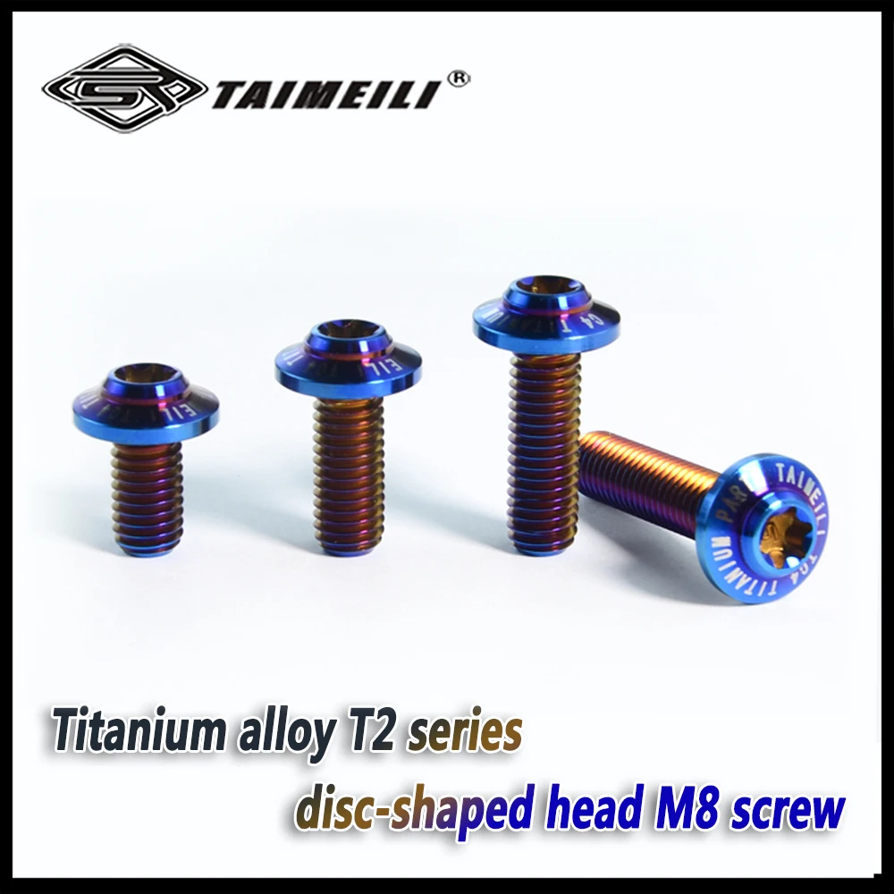 TAIMEILI 4pcs/8pcs/10pcs Titanium alloy screw T2 series M8 dished screw M8x15-45mm motorcycle repair and modification screw