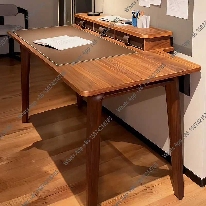 

Italian light luxury solid wood desk computer desk home study table walnut minimalist study desk
