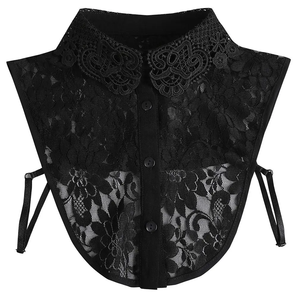 Faux col en mousseline de soie pour bricolage, col à revers amovible, conception de fleurs élégantes, col de chemise en dentelle, accessoires vestisens, poignées