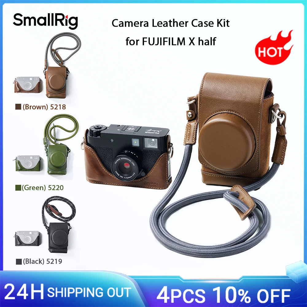 SmallRig X half Leather Case Kit for FUJIFILM X half with Full-Cover Carrying Bag,  Half Leather Case,Woven Shoulder Strap 5218