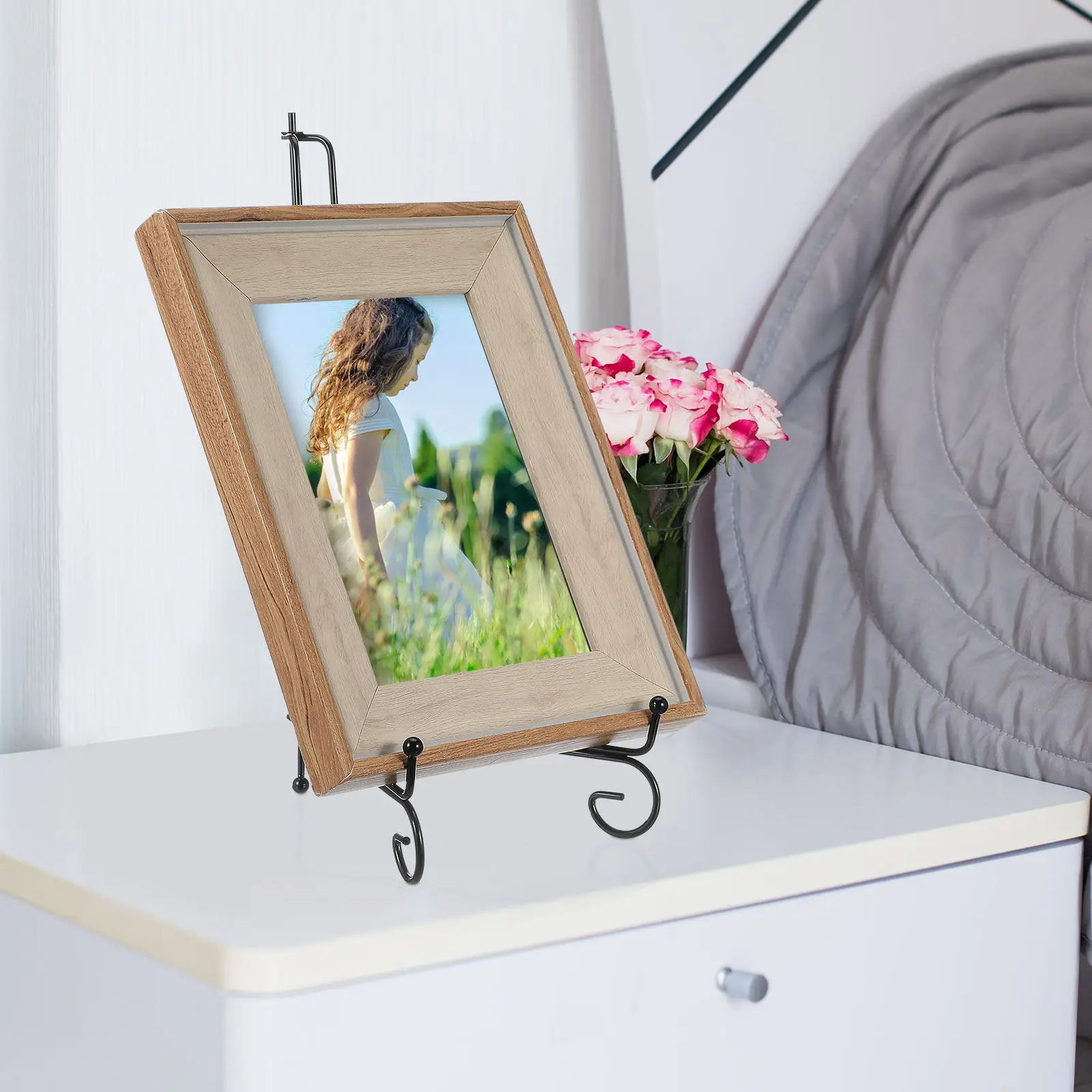 3Pcs Folding Iron Plate Stands Metal Display Easel Photo Holder Frame Stand Tabletop Display Rack for Plates Bowls Vinyl Records