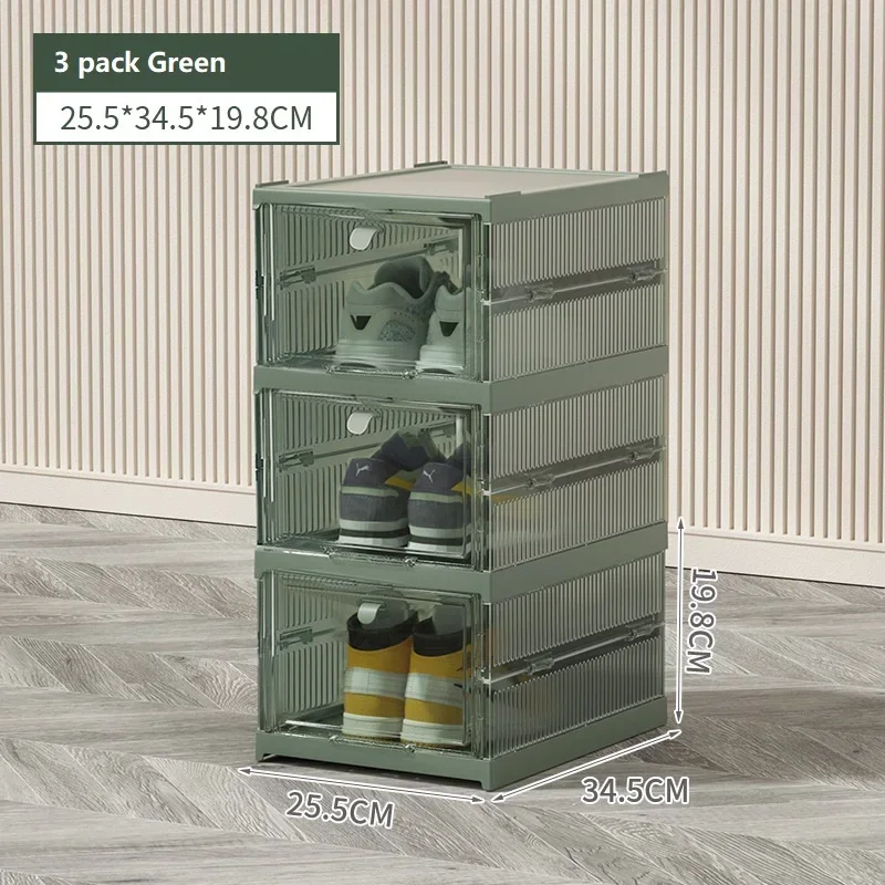 

z Shoe Storage Boxes, Clear Plastic Shoe Boxes, Stackable Shoe Organizer for Closet, 3 Packs