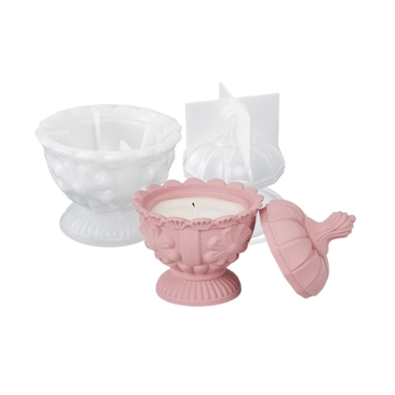 

Jar Silicone Mold with Lid Flower Jewelry Storage Box Cup Mould 97QE