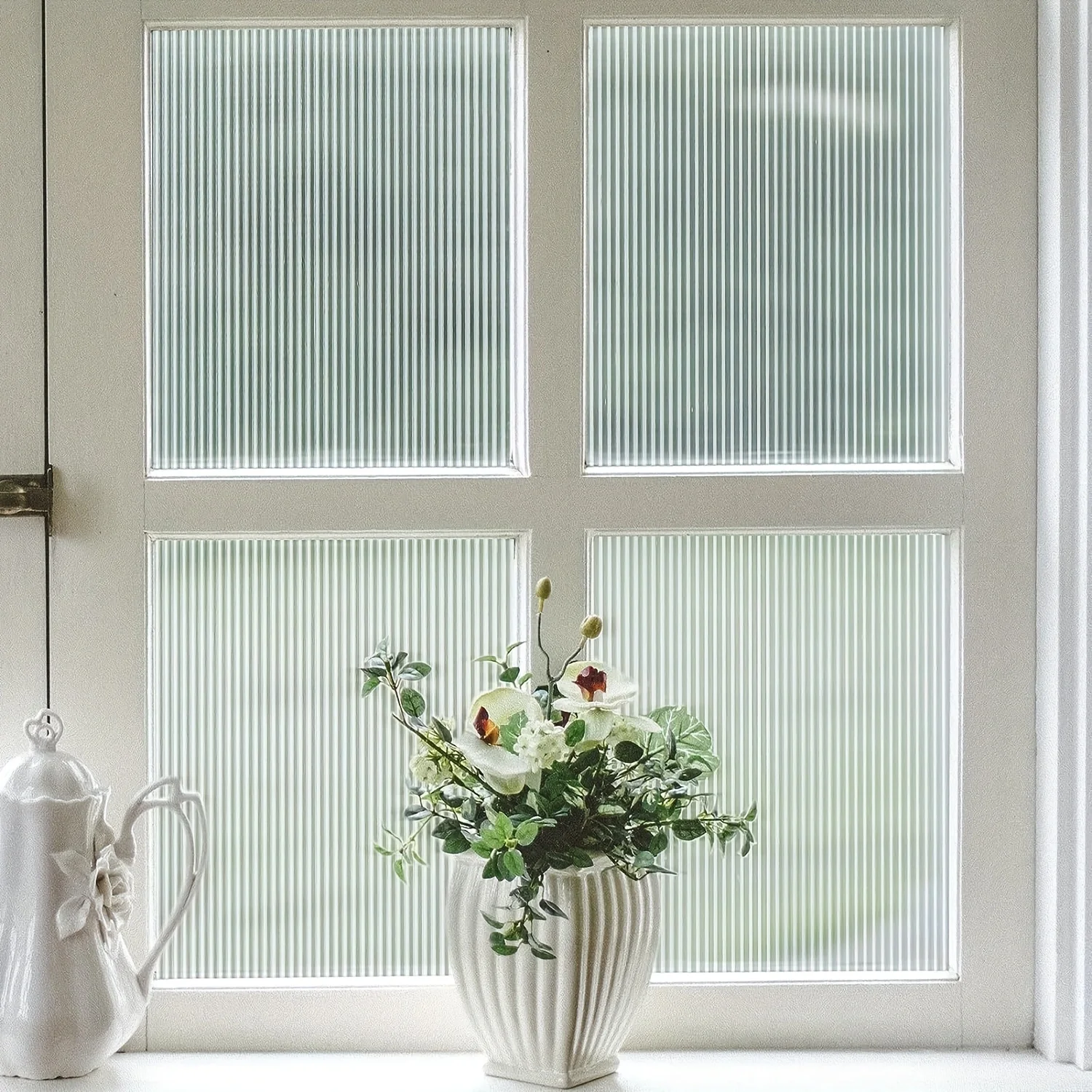 Película de ventana de vidrio de caña, película de privacidad de ventana, vinilo de ventana esmerilado, calcomanías decorativas de ventana 3D no adhesivas para baño, 1 ud.