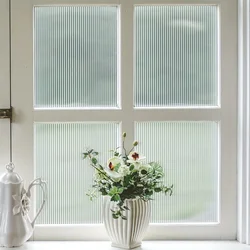1PC Reeded Glass Window Film, Window Privacy Film, Frosted Window Vinyl, 3D Decorative Window Decals Non Adhesive for Bathroom