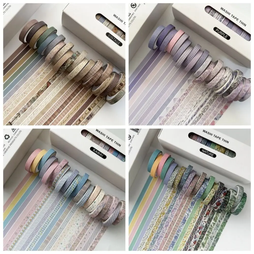 Vintage 20 Rolls Washi Tape Set Adhesive DIY Journals Scrapbooking Tape Crafts Making Multi-Pattern Deco Art Supplies Students