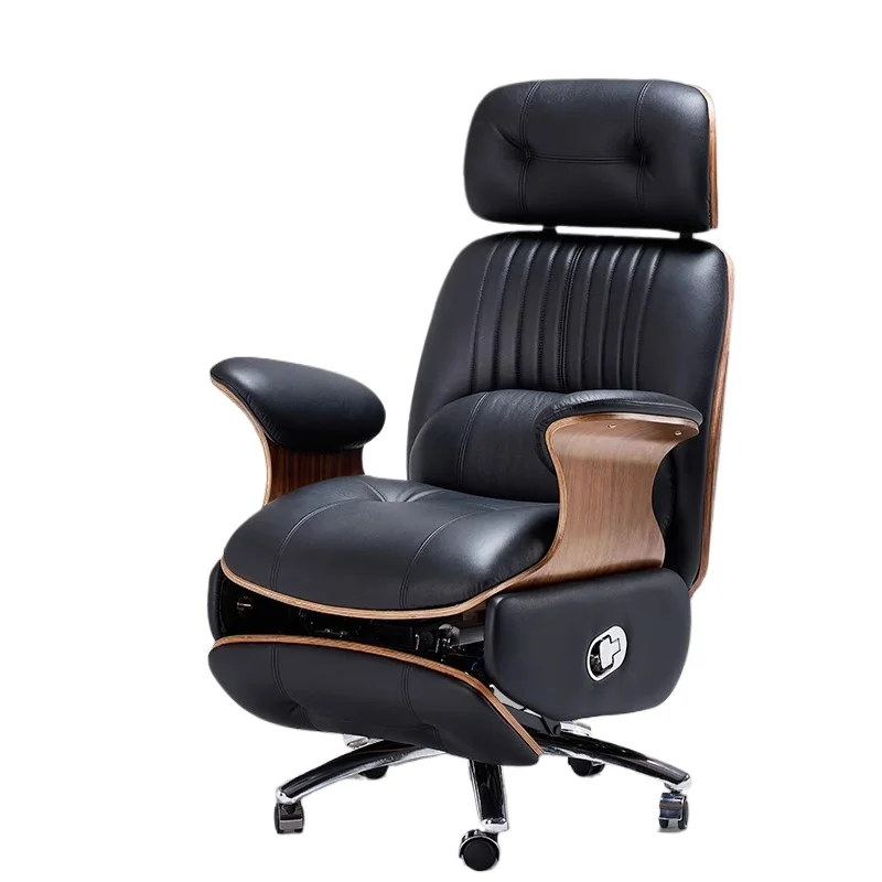 High-back Electric Office Chair High-end Leather Recliner Comfortable Sedentary Boss Chair Massage Ventilated Computer Chair