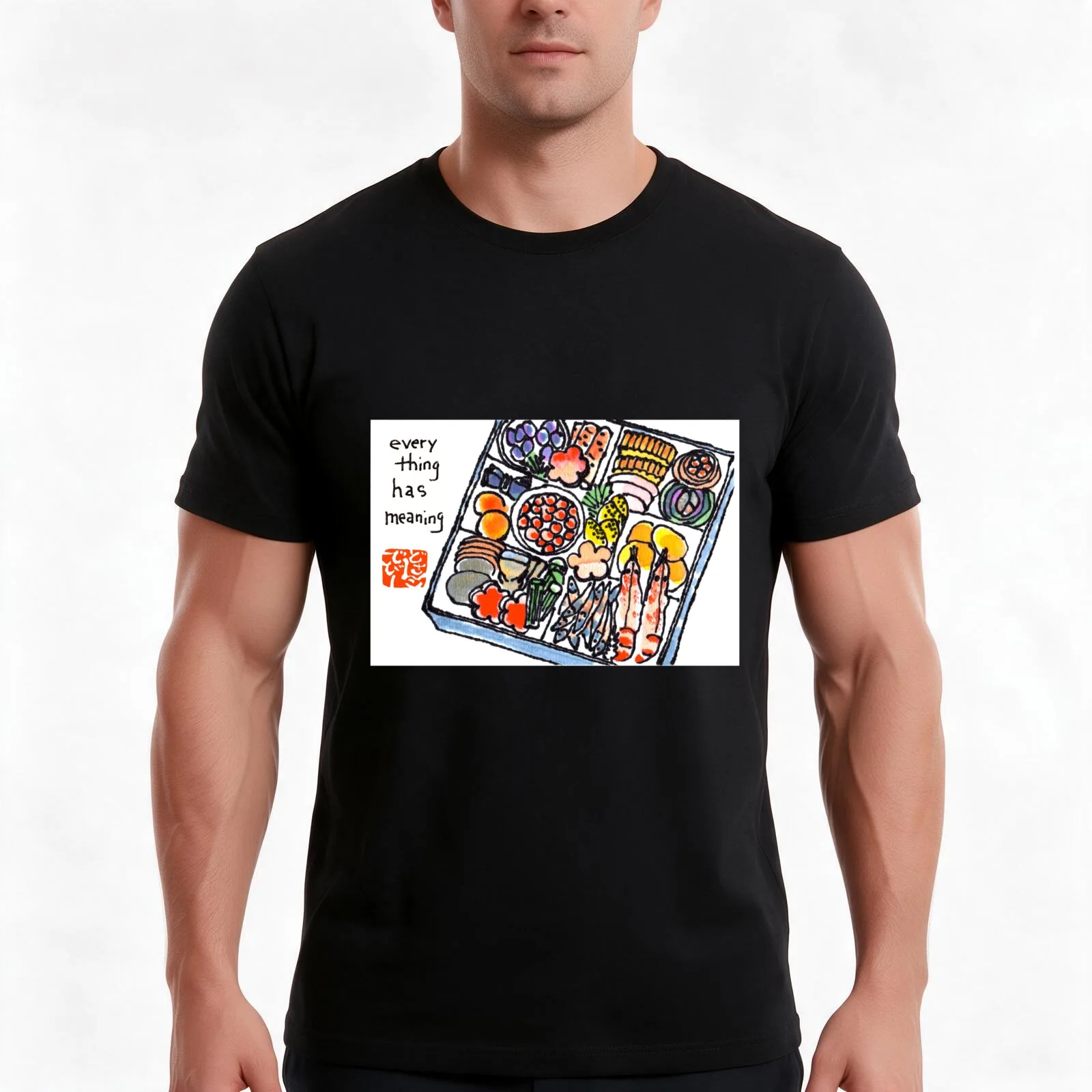 Japanese Cuisine (Osechi) T-Shirt, Summer Casual Cotton Tee, Oversized Streetwear Tops, Vintage Graphic Print, Unisex Men Women