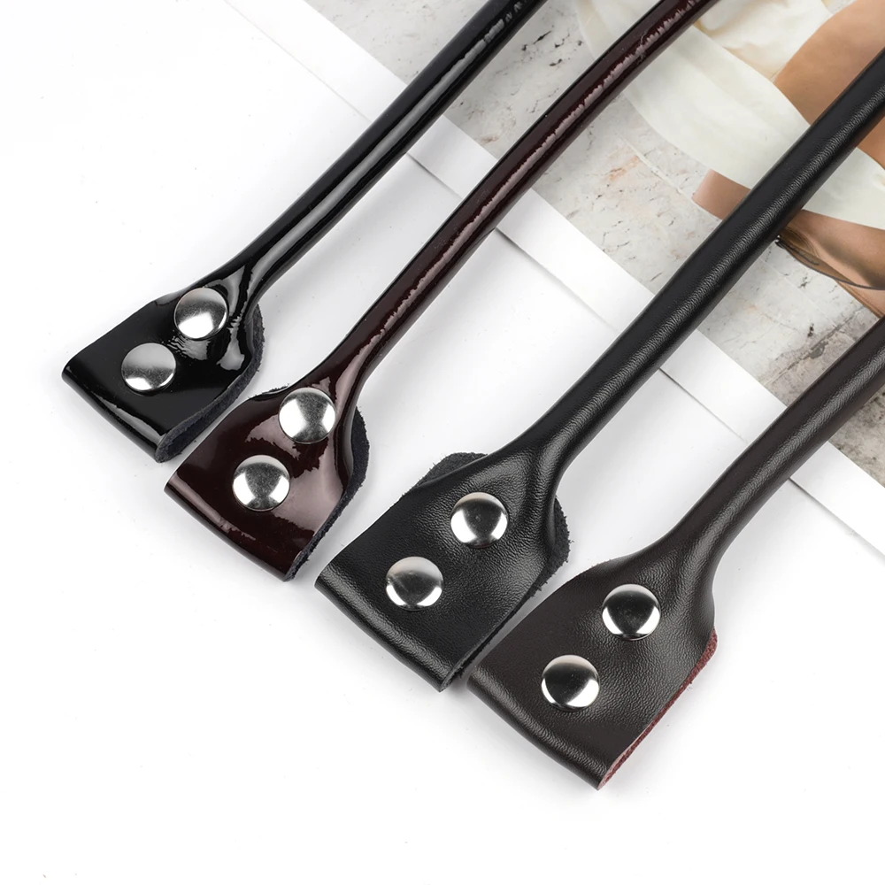 

2Pcs PU Leather Bright Bag Handles Strap Replacement Bag Accessories DIY Handbag Purse Straps With Metal Button for Women