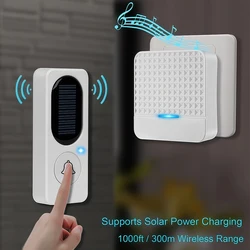 Outdoor Doorbell Solar Charging with Light Solar Wireless Doorbell Low Power Consumption Household IP65 Waterproof 300M Doorbell