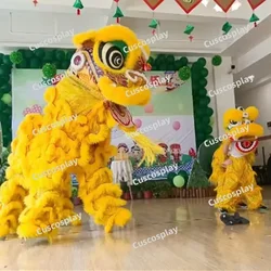 Christmas Dancing Lion Without Blinking Double Lion Dance Mascot Kid Size Props Outfit Dress Chinese Traditional Culture Party