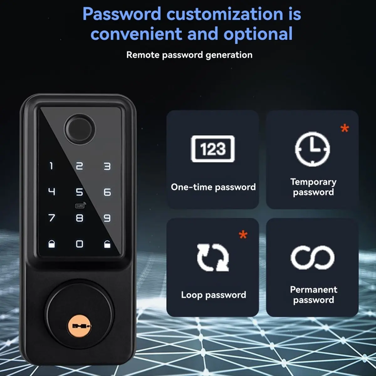Y1654A~!#TTlock Auto Smart Deadbolt Lock Remote Fingerprint Digital Code Electronic Deadbolt Lock with Door Sensor Silver