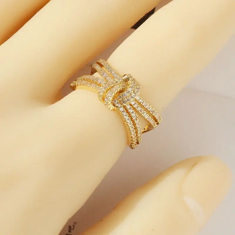 2024 Korea's New Exquisite Multi-layer Wide Face Knot Opening Ring Fashion Temperament Versatile Ring Elegant Women's Jewelry