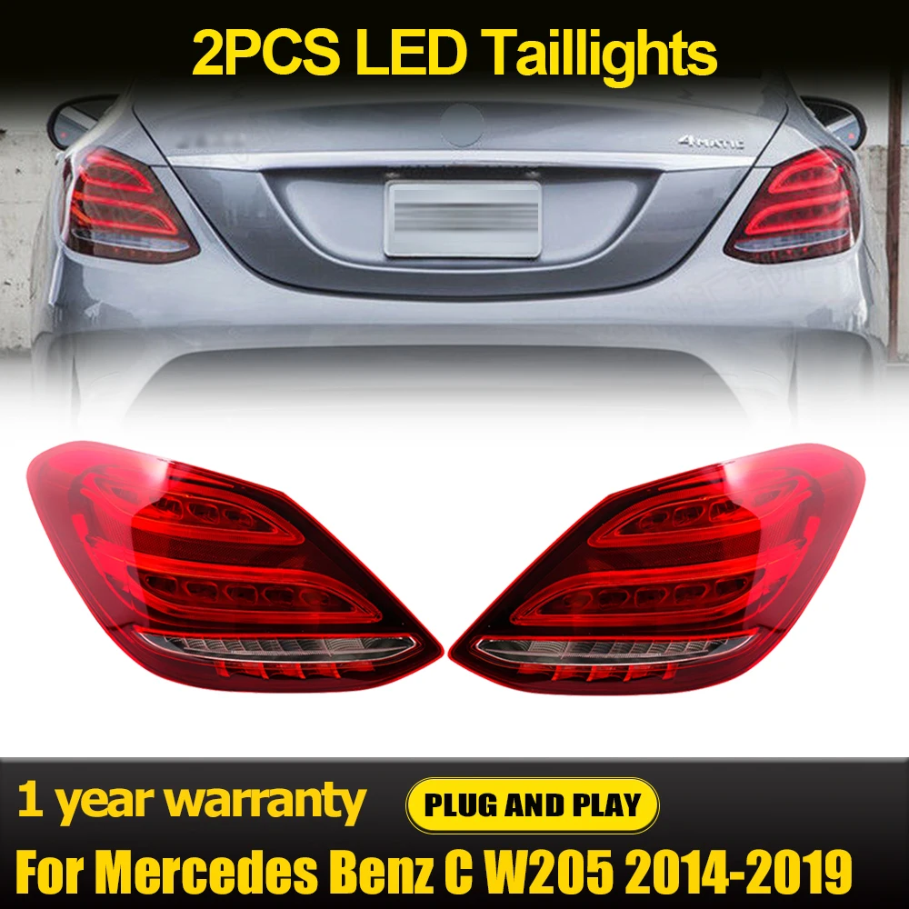 Pair Tail Lamp Assembly For Mercedes-Benz W205 C-Class 2014-2018 C350 C300 C260 C200 C180 Rear Taillight Automotive Accessories