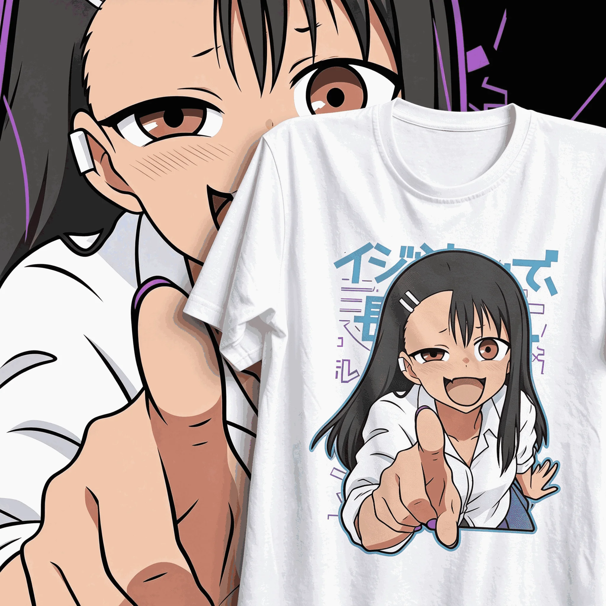 Ijiranaide Nagatoro San Anime T‑Shirt Vintage Hayase Nagatoro Manga Graphic Tee Casual Unisex Short Sleeve Cotton Streetwear Top