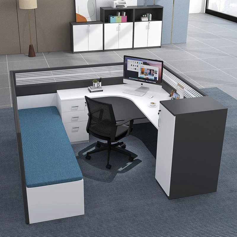 Customizable Modern U-Shaped Wooden Staff Desk Office Workstation Bed Screen with Lunch Card Combinations Wood Style Panel