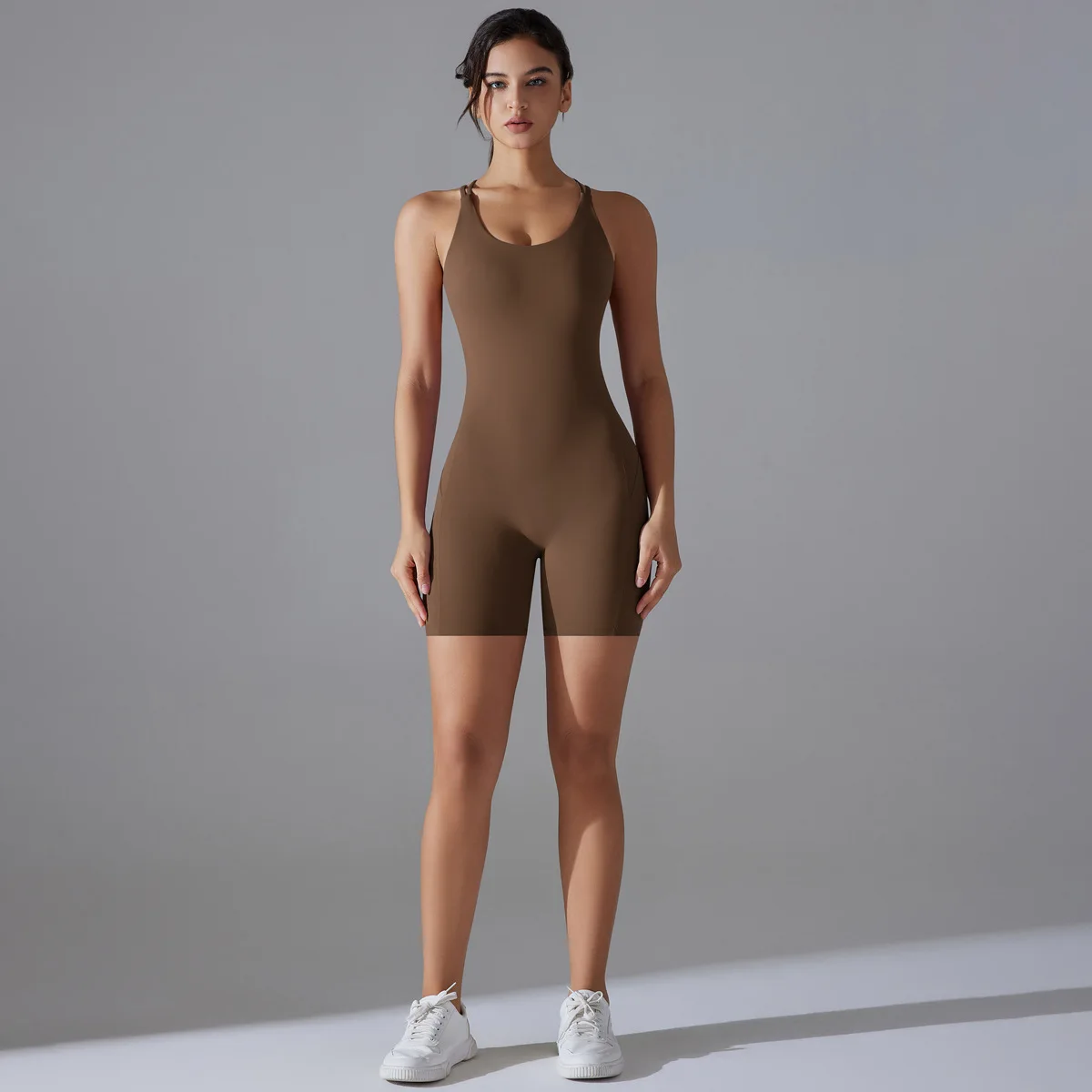 Women Backless Crisscross Yoga Jumpsuit One-Piece Fitness Romper High Waist Butt Lifting Workout Bodysuit Sports Gym Activewear