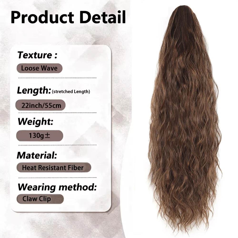 24 Zoll verworrener lockiger Pferdeschwanz, weiche synthetische Haarverlängerung, Kordelzug, Pferdeschwanz-Haarteile, schwarzer Clip-in-Pferdeschwanz für Frauen – Detail 14