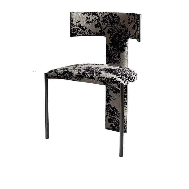 Mid Century Modern Dining Chair Designer Floral Accent Plum Blossom Kitchen Chair Furniture Cream for Home Living Room Seat