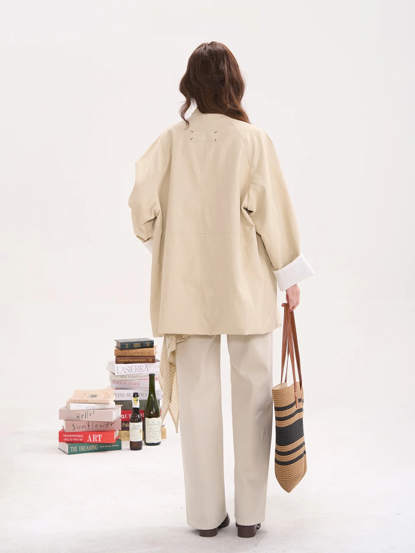 Manteau mi-long en cuir PU pour femme, coupe ample, couleur exceptionnelle, collection Printemps