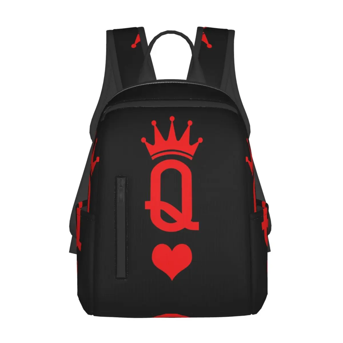 Queen Of Hearts Backpack Daypack Large Capacity Boys Girls BookBag School Bag Shoulder Bags for Men Women