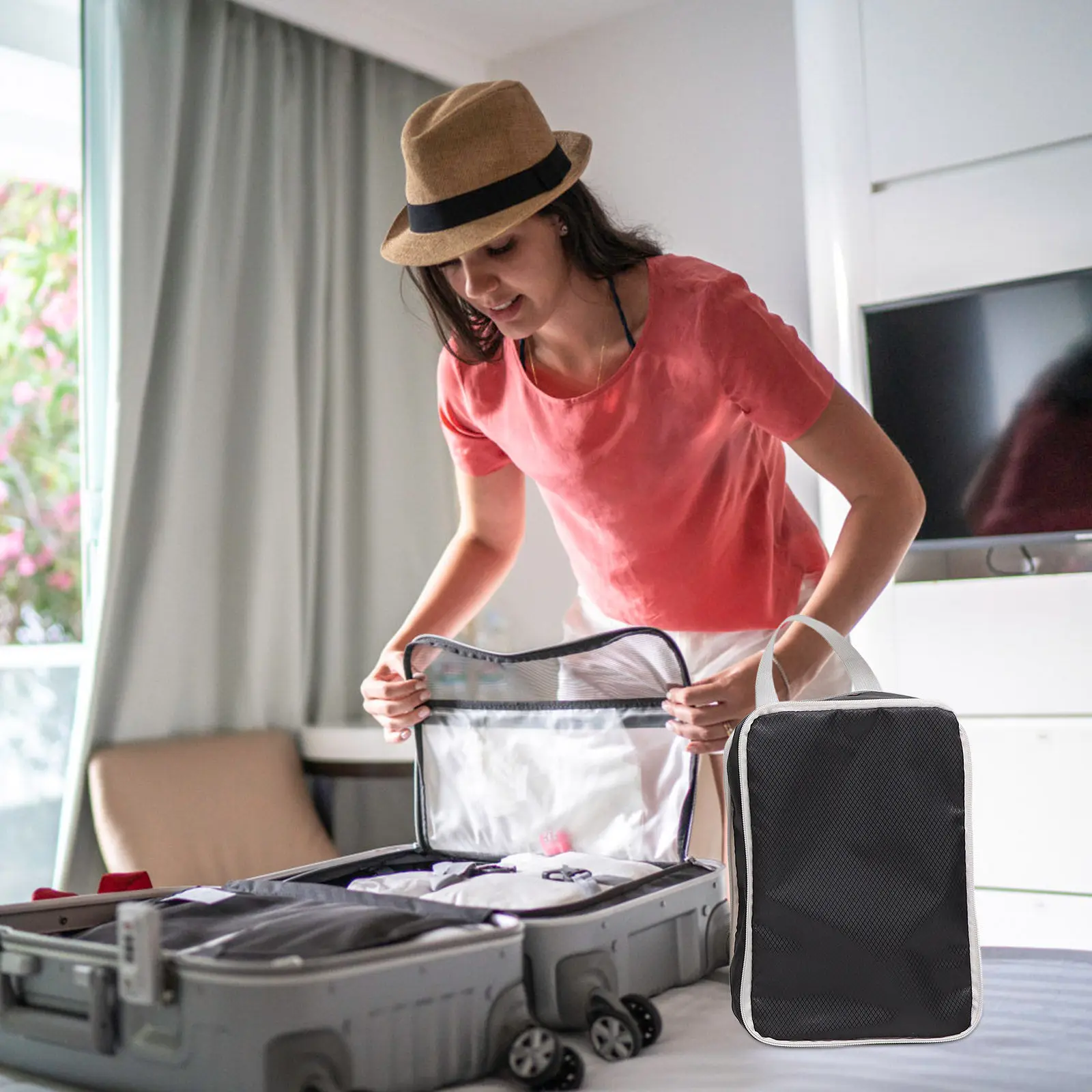 

Набор из 4 органайзеров для путешествий: компрессионные сумки-кубы для чемодана, портативные, экономящие место, аксессуары для багажа, защита от морщин, для хранения