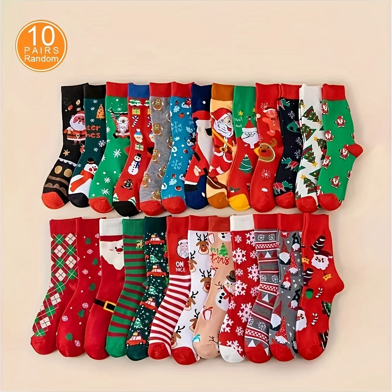 

10 пар случайных мужских и женских рождественских носков до середины икры с героями мультфильмов на осень и зиму.