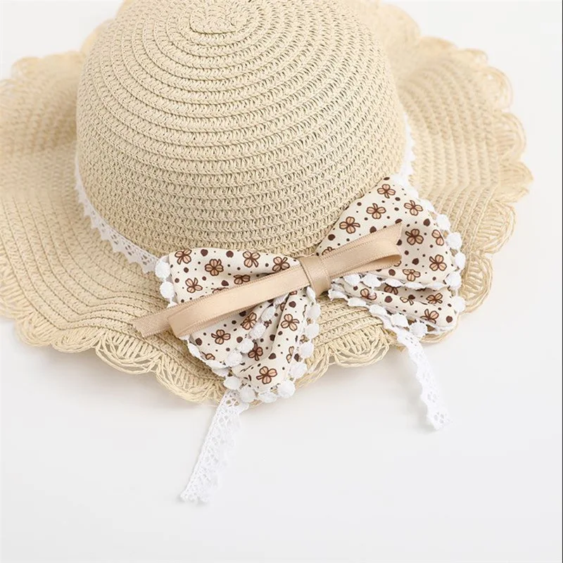 Spring and Summer Outings for Kids Cute Big Bow Princess Fashion Lace Simple Everything Girl Sun Shade Fisherman Hat