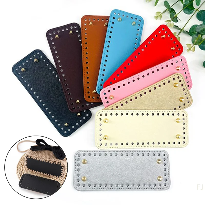[YU]8*20cm Handmade Oval Bottom For Knitted Bag PU Leather Wear-Resistant Accessories Bottom With Holes DIY Crochet Bag Bottom