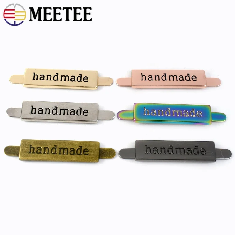 5/10/20Pcs Meetee 36*10mm Metal Bag Labels Handmade Tag Custom Label for Clothes Purse Handcraft Tags Decorative DIY Accessories