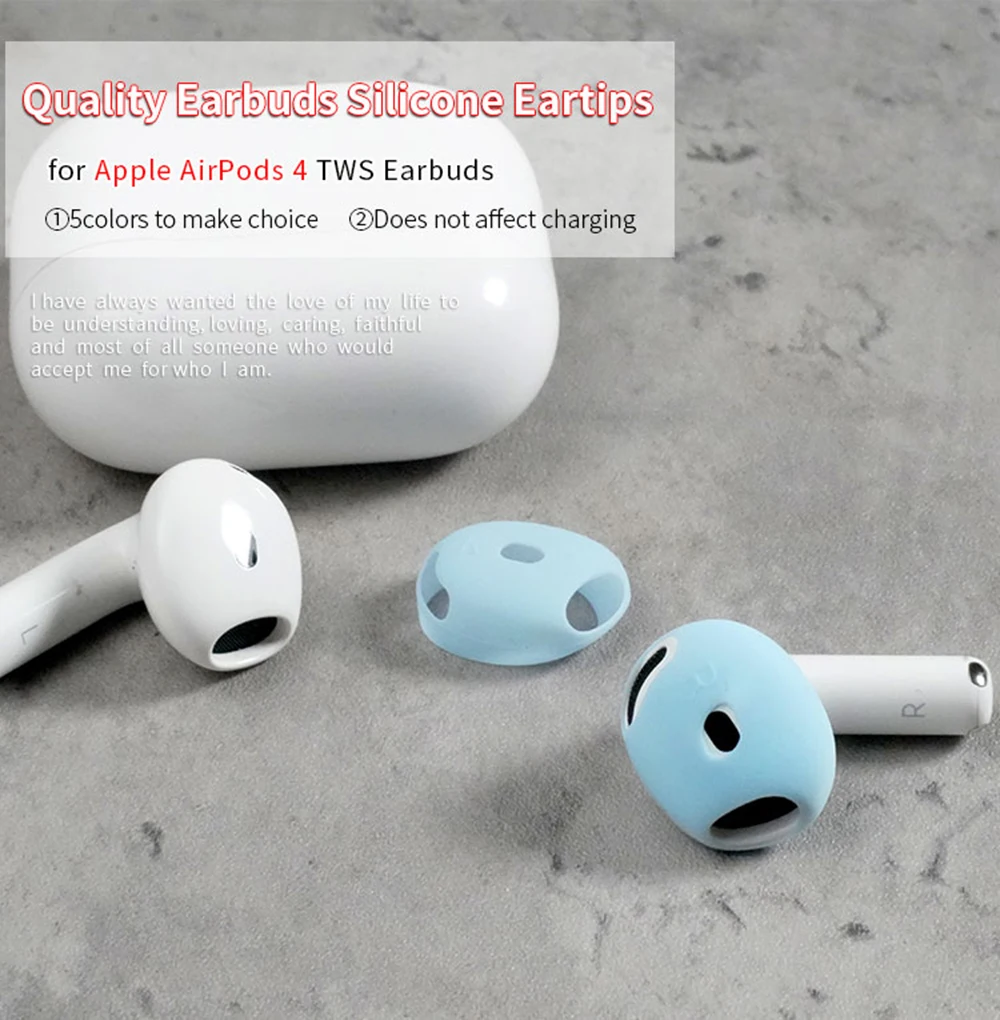 4Pcs Silicone Ear Tips for Apple Airpods4 True Wireless Earbuds Eartips Airpods 4 TWS Tips headphones Earplugs