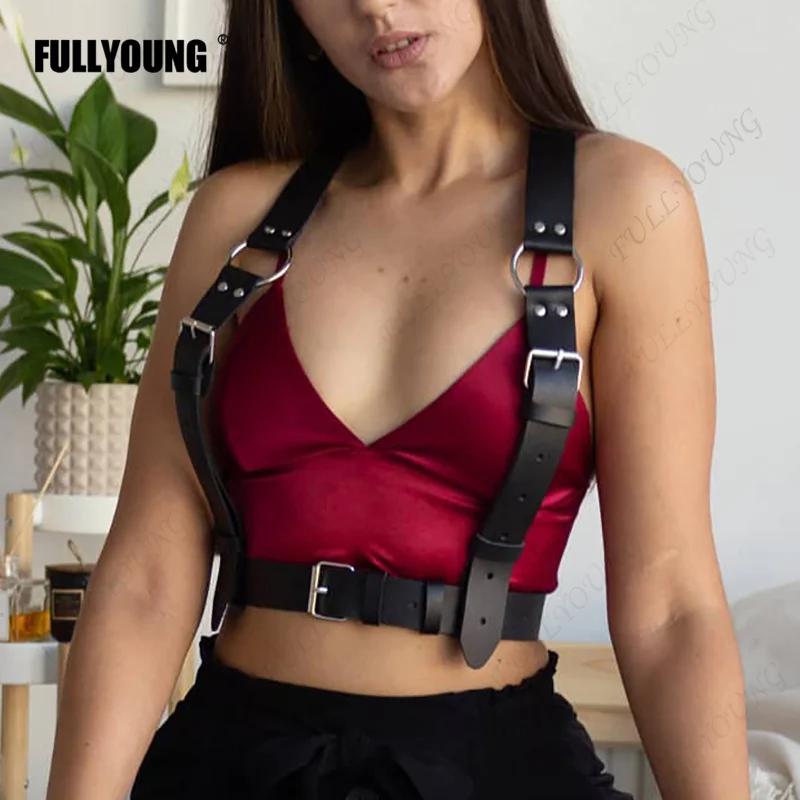 

Women Sexy Straps Suspenders Faux Leather Harness Garter Belt Women Lingerie Body Bondage Waist Belt Gothic Clothing Wide Belt