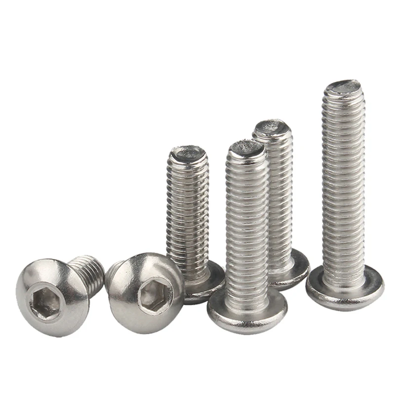 10 pcs/lot M2 M2.5 M3 M4 M5 M6 M8  304 Stainless Steel Hexagon Hex Socket Button Head Screw Bolts Round Flat Head Screw Standoff