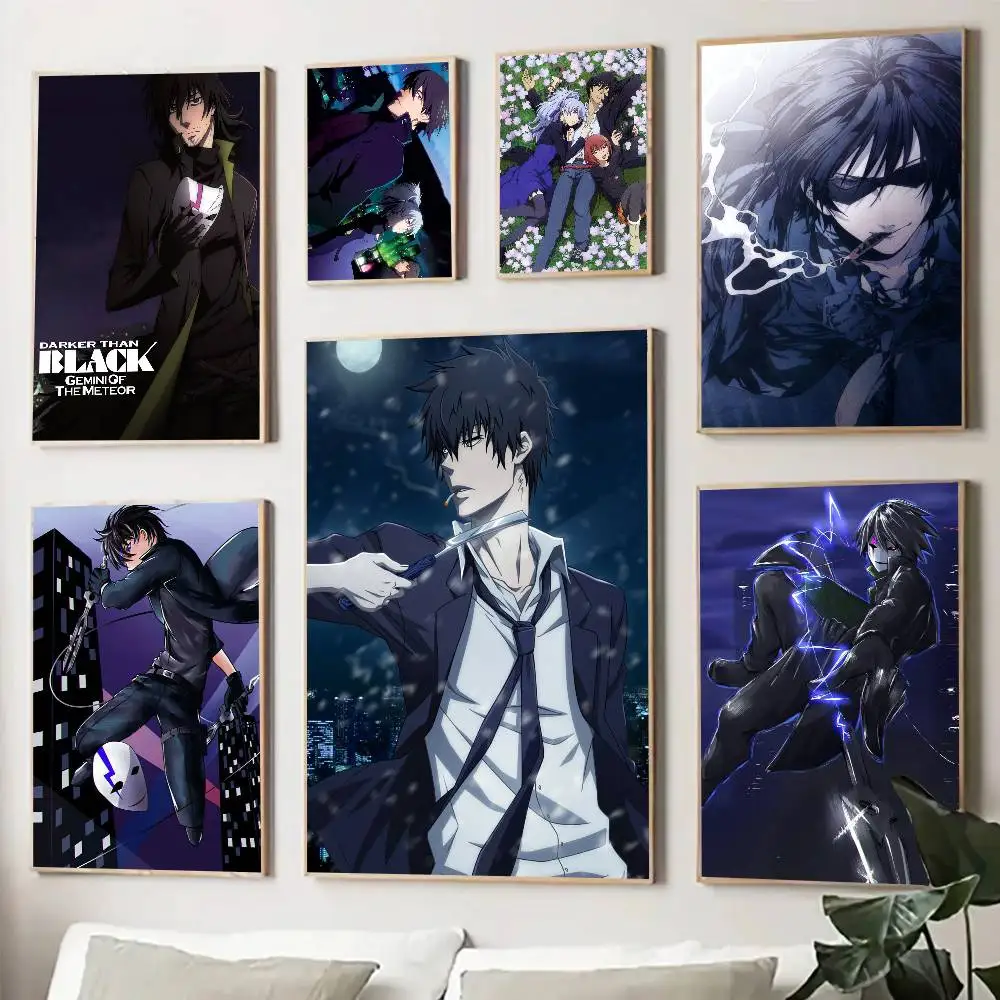 Darker Than Black Anime Posters Living Room Bar Cafe Quality Canvas Vintage Style Comics Painting Art Home Wall Decor Picture