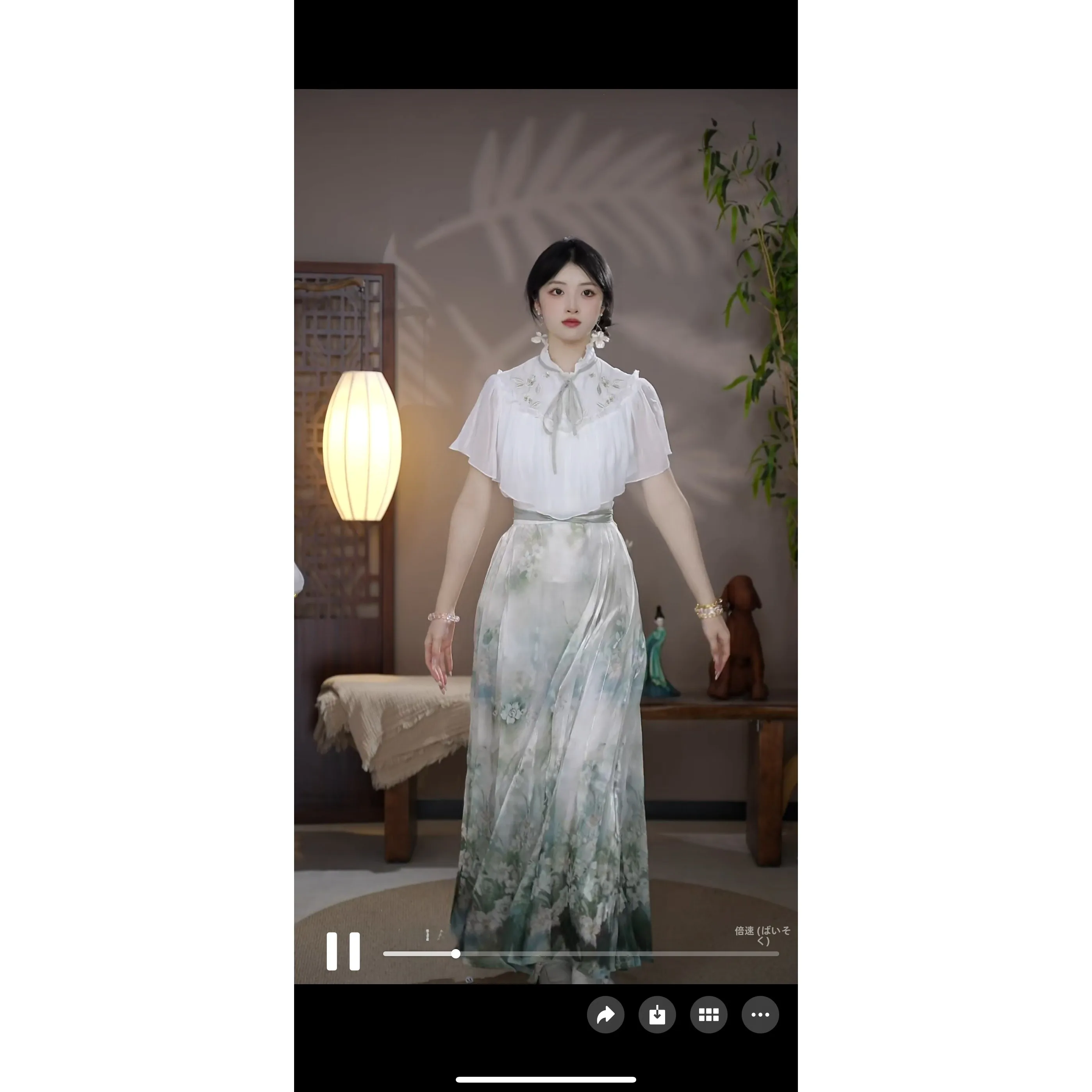 

Original Hanfu Top Small Orchid QingLan Micro-Pore Gauze Skirt Women's Premium Fashion Spring 2026 Collection