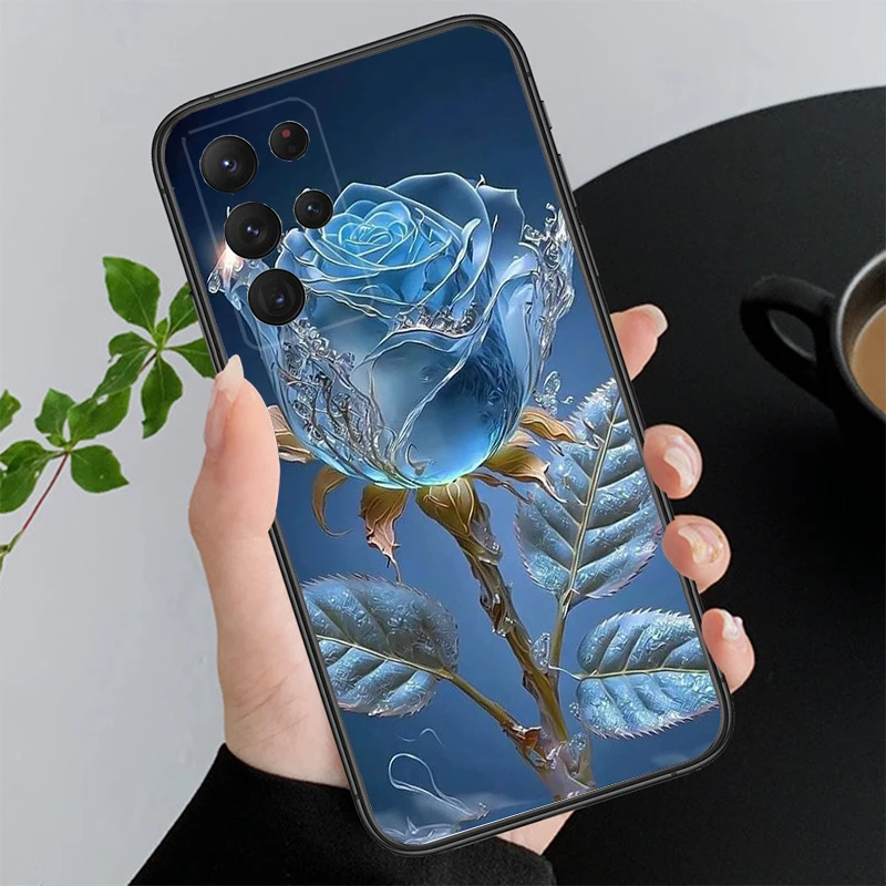 Purple Blue Pink Rose Phone Case For Samsung S24 S23 S22 S21 S20 Ultra S20 S22 S21 S23 S20 FE S24 Plus