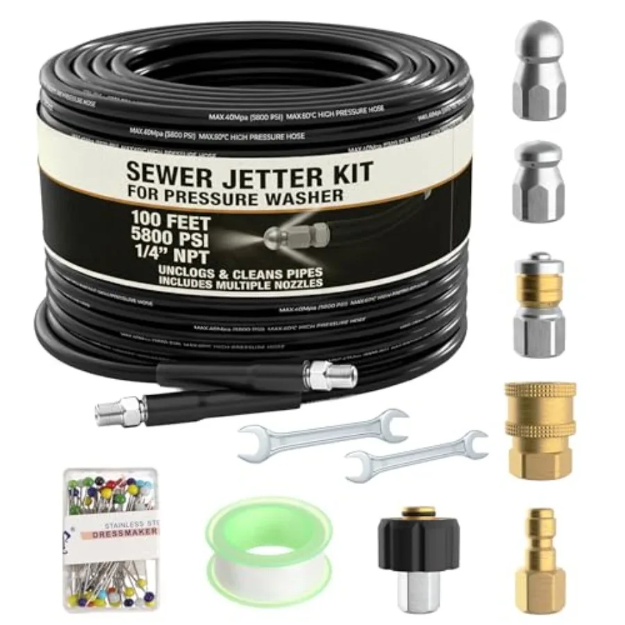 

Комплект для гидродинамической прочистки канализации Hydro Jetter для моек высокого давления, водоструйный очиститель для труб и канализационных линий