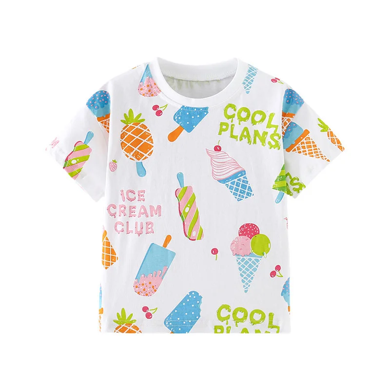 Jumping Meters Animals Applique Summer Girls T Shirt Unicorn Baby Clothes Cotton Kids Tees Toddler Tops
