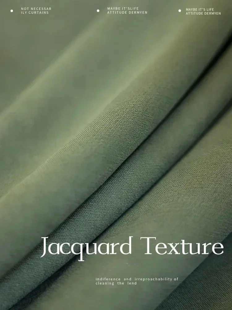 Nordic High-end Chenille Curtains for Living Room Bedroom Jacquard Leaf Stitching Thickening Blackout Blue-green Custom Size