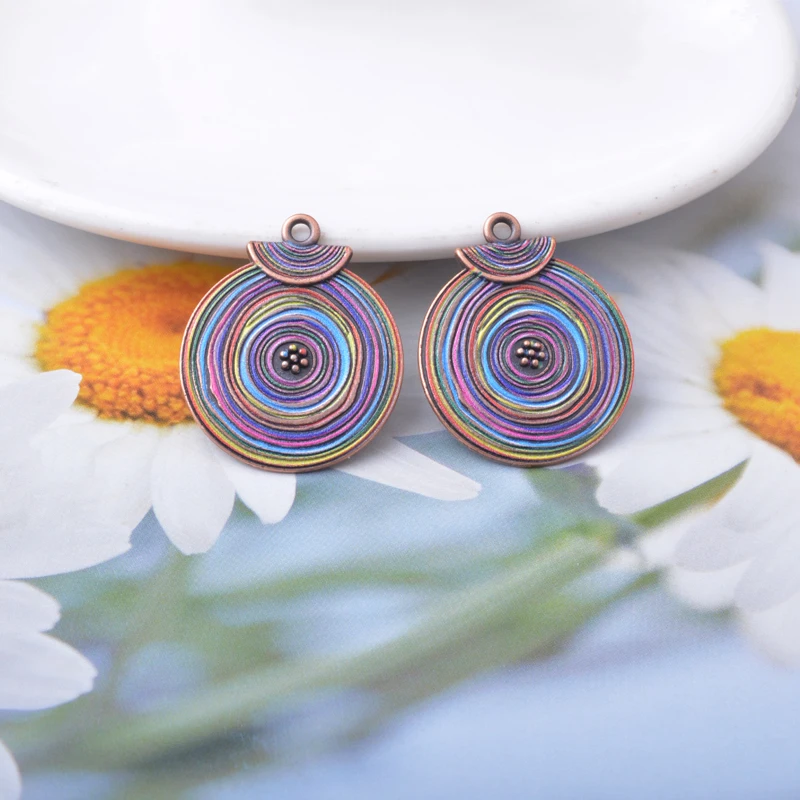 12 Stück/Set Ethno Frühling-Sommer-Stil Libellen-Schmetterling bemalte Anhänger Schmuckherstellung Geometrischer Boho-Anhänger DIY Damenohrringe – Detail 13