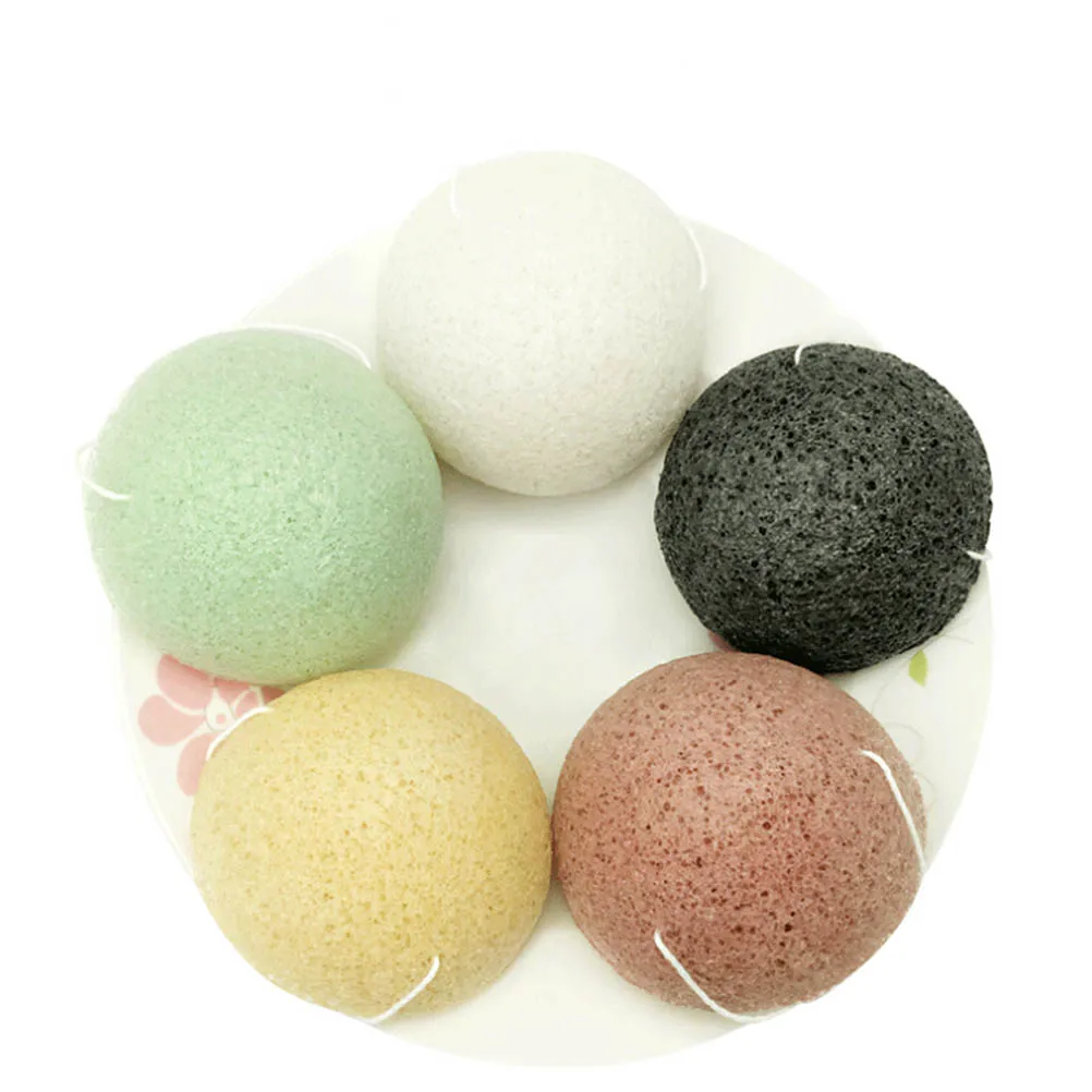 

5pcs Konjac Sponge Cleansing Cotton Face Charcoal Tool Multicolor Natural Facial Sponge Sensitive Skin Removes Dirt Oil Dead
