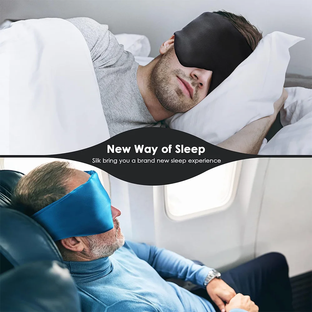 100% Natural Silk Sleep Mask, Soft and Smooth Eye Mask, Sleep Aid Eye Mask, Nighttime Light Blocking and Breathable Eye Mask