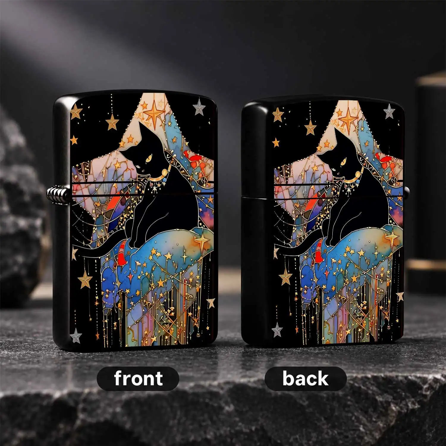 Stained GlassStarry Lighter, Gilded Artistic Aesthetic Portable Ignition Device, Creative Decorative Practical Tool for Daily Use, Gorgeous Whimsical Accessory Ideal for Gifting and Multipurpose Scenes A Humorous And Interesting Lighter