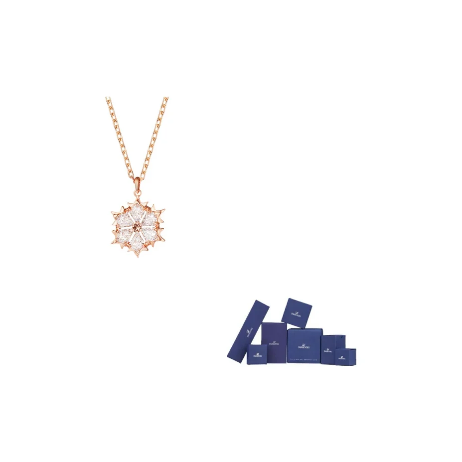 Swarovski Magic Snowflake Faux Crystal Stone Necklaces Women's Rose Gold/White 5428431