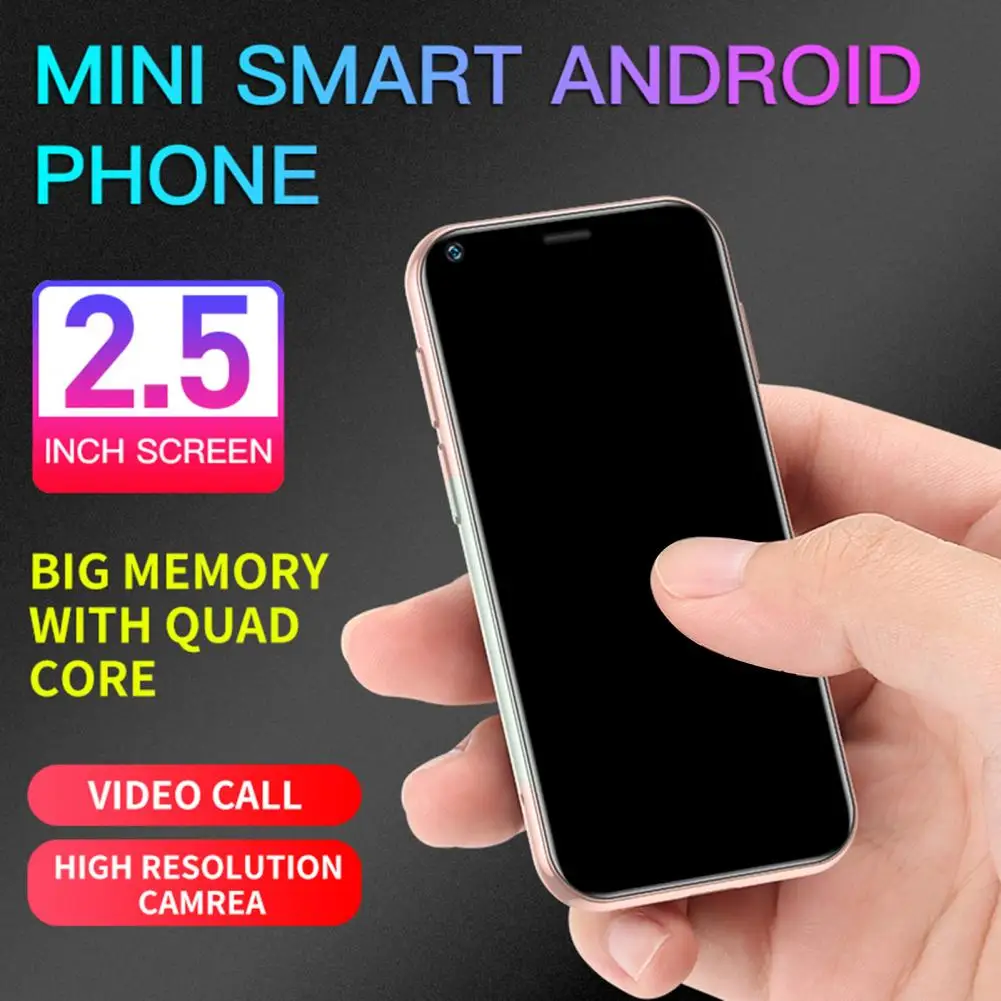 XS11 Mini Phone Double SIM Quad Core 3D Glass Clear Camera 1GB+8GB 3G WiFi Cute Small Celular Mobile Phone for Android 6.0