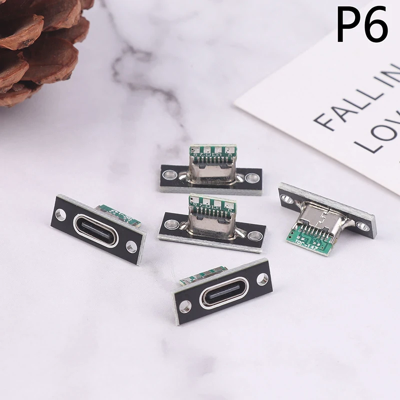 Type-C USB Jack 3.1 Type-C 2Pin 4Pin Female Connector Jack Charging Port 5PCS Hot USB 3.1 Type C Socket With Screw Fixing Plate