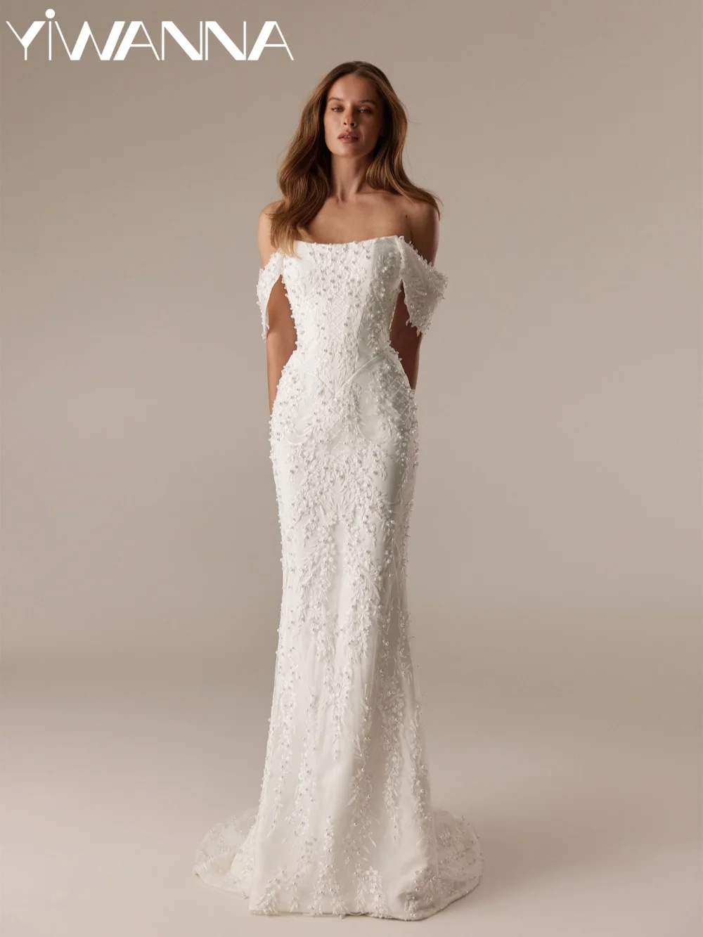 

Luxury Embroidery Pearls Wedding Dress Off Shoulder Lace Mermaid Bridal Gown 2026 Customized Elegant Strapless Dresses For Bride