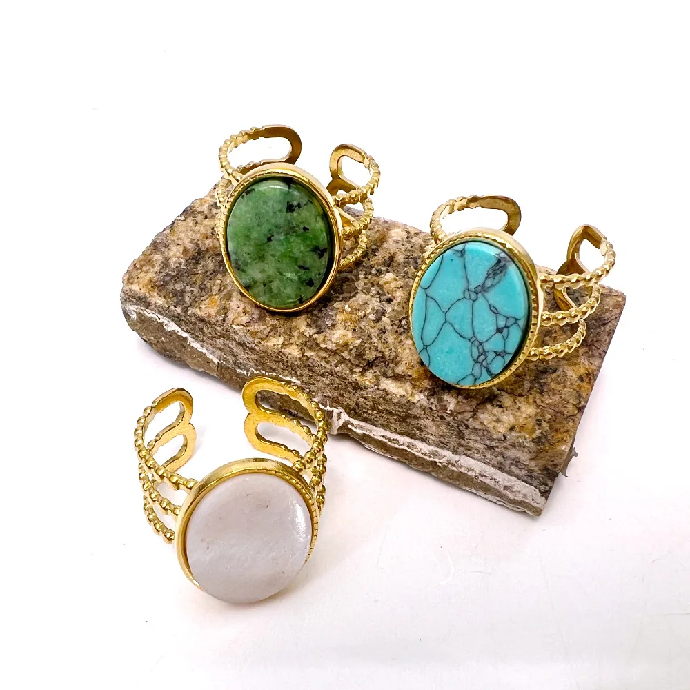Ring female, non-fading niche design natural stone Amazon Xiyin cross-border hot-selling Taigang non-fading ring